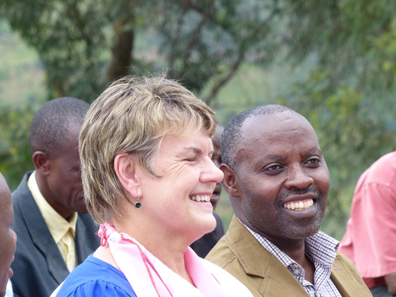 Bishop Samuel Kayinamura with Heather Thomas of the Goboka Rwanda Trust 